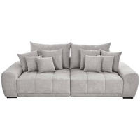 BIGSOFA in Flachgewebe Hellgrau  - Hellgrau/Schwarz, Konventionell, Holz/Textil (280/67/120cm) - Carryhome