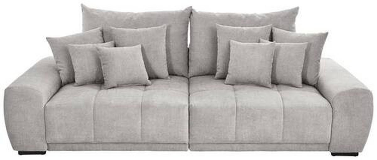 BIGSOFA in Flachgewebe Hellgrau  - Hellgrau/Schwarz, Konventionell, Holz/Textil (280/67/120cm) - Carryhome