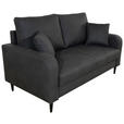 2-SITZER-SOFA in Lederlook Grau  - Schwarz/Grau, KONVENTIONELL, Holz/Textil (164/96/86cm) - Carryhome