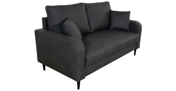 2-SITZER-SOFA in Lederlook Grau  - Schwarz/Grau, KONVENTIONELL, Holz/Textil (164/96/86cm) - Carryhome