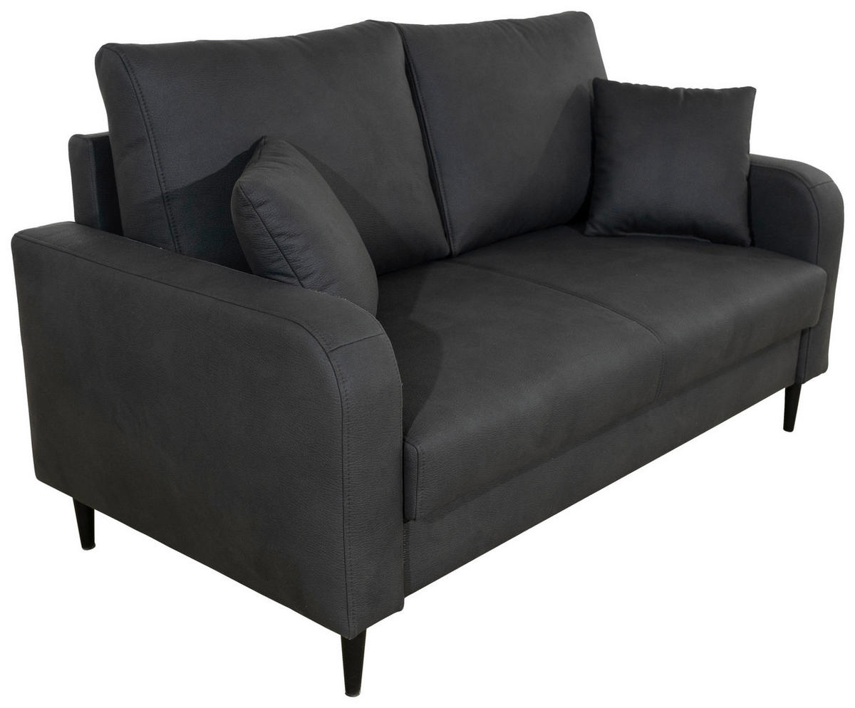 2-SITZER-SOFA Lederlook Grau  - Schwarz/Grau, KONVENTIONELL, Holz/Textil (164/96/86cm) - Carryhome