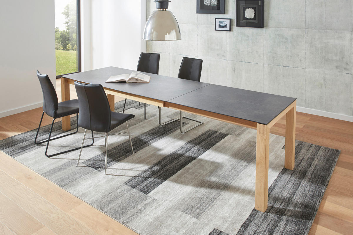 ESSTISCH Graphitfarben, Eichefarben rechteckig  ausziehbar, in verschiedenen Größen erhältlich, in verschiedenen Holzarten erhältlich, Variantenauswahl  - Eichefarben/Graphitfarben, Design, Holz/Kunststoff (180-280/90/75cm) - Dieter Knoll