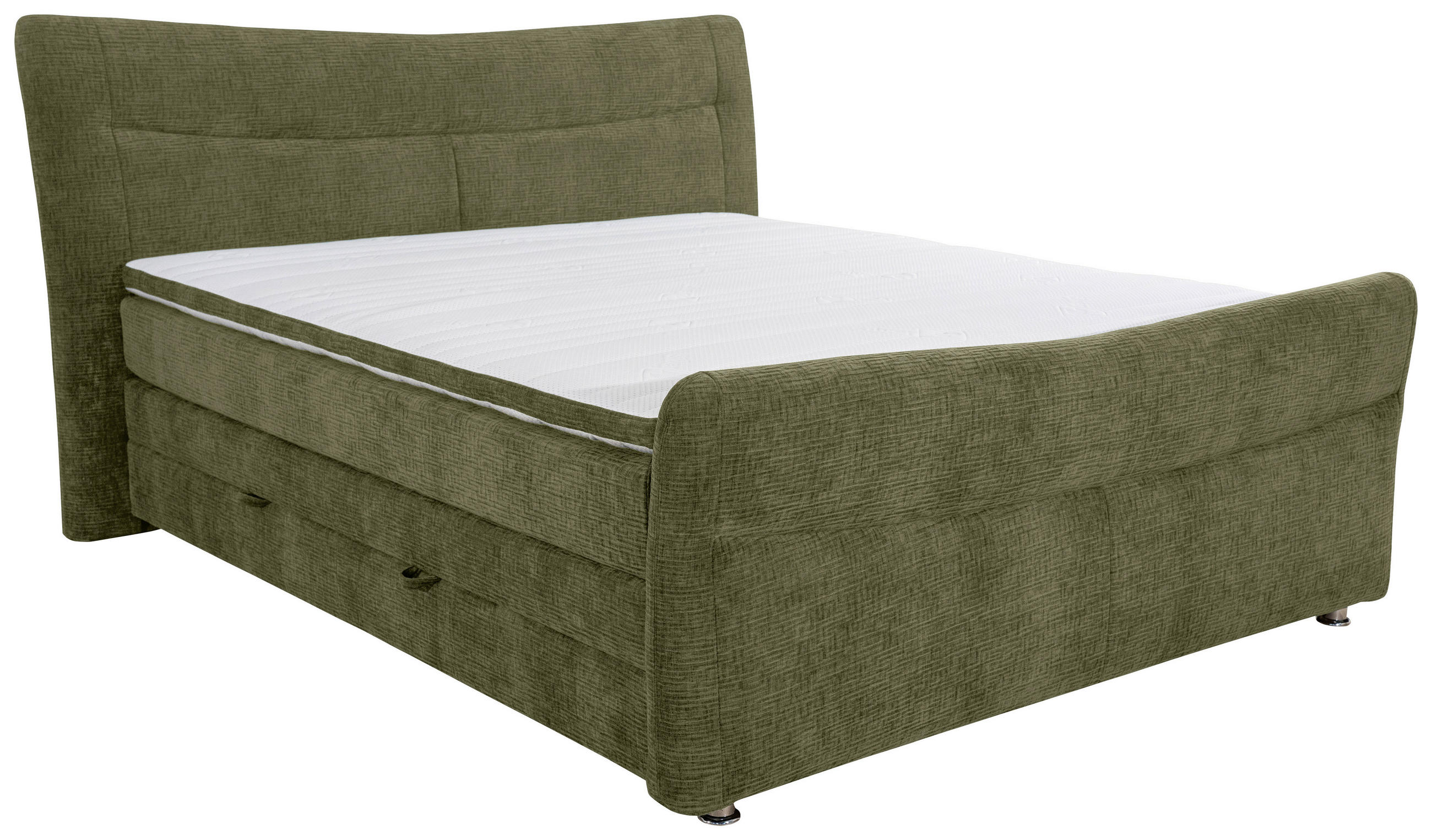BOXSPRINGBETT 180/200 cm  in Olivgrün  - Chromfarben/Olivgrün, KONVENTIONELL, Textil/Metall (180/200cm) - Esposa