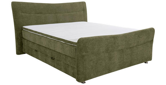 BOXSPRINGBETT 180/200 cm  in Olivgrün  - Chromfarben/Olivgrün, KONVENTIONELL, Textil/Metall (180/200cm) - Esposa