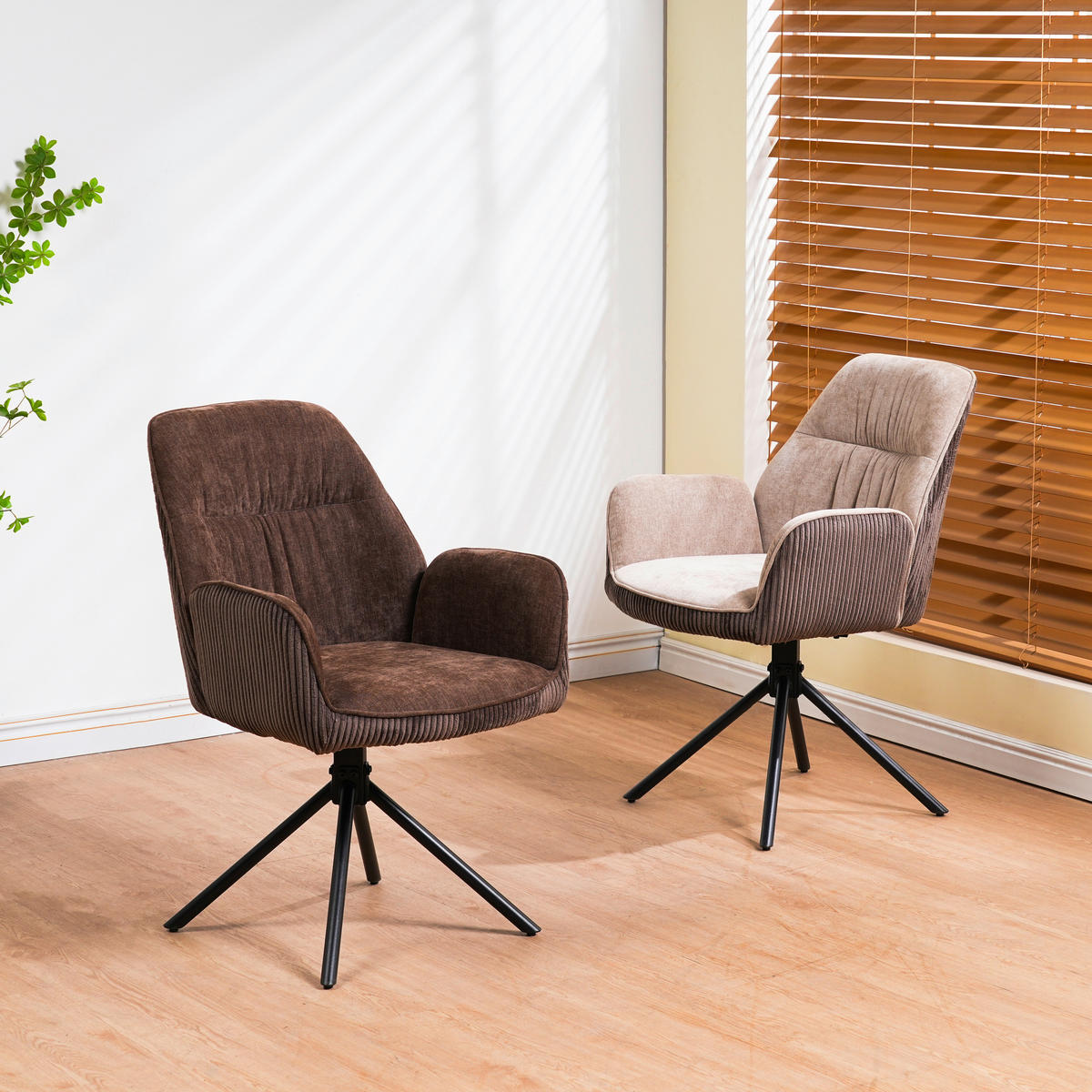 ARMLEHNSTUHL  Sitzfläche 180° drehbar Mikrofaser  Braun, Schwarz, Dunkelbraun  - Dunkelbraun/Schwarz, MODERN, Textil/Metall (60/89/65cm) - Livetastic