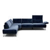 ECKSOFA Cosy Dunkelblau Samt  - Schwarz/Dunkelblau, Design, Textil/Metall (213/288-303cm) - SENSOO