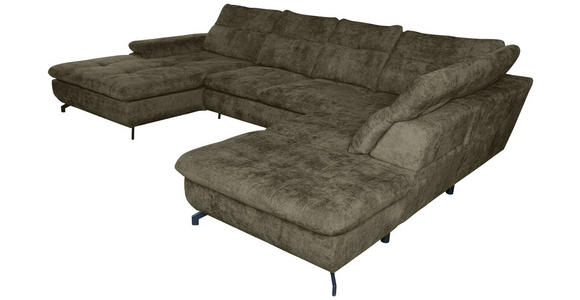 WOHNLANDSCHAFT  in Struktur Olivgrün  - Schwarz/Olivgrün, KONVENTIONELL, Textil/Metall (188/357/253cm) - Carryhome