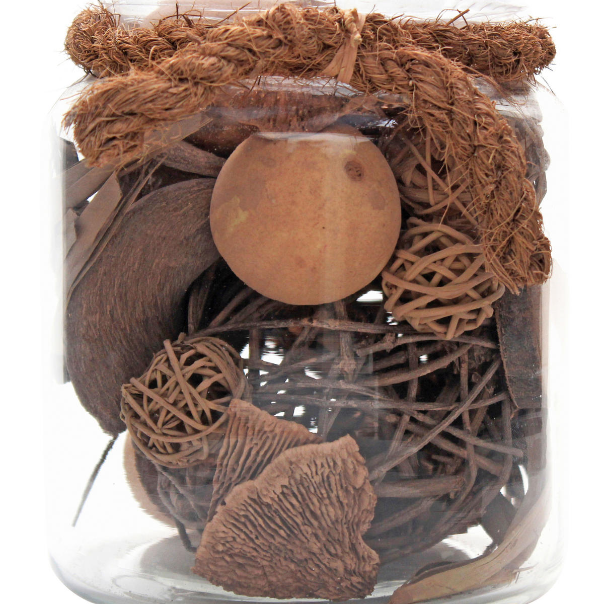 DEKOGLAS 16,5 cm  - Braun, Lifestyle, Glas/Naturmaterialien (13,5/16,5/13,5cm) - Kayoom