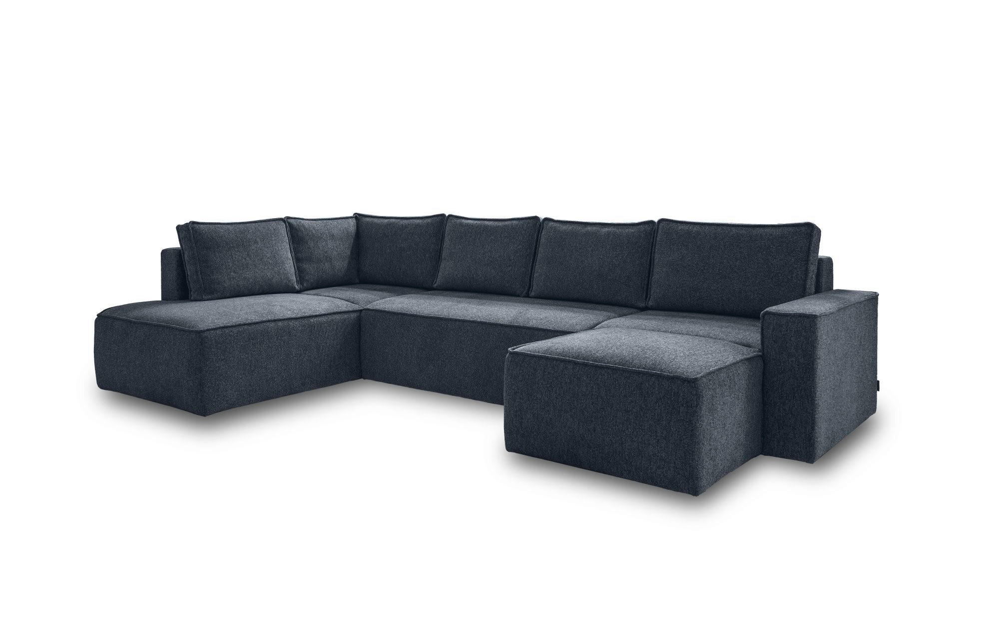 WOHNLANDSCHAFT Dunkelblau  - Weiß/Dunkelblau, Design, Kunststoff/Textil (194/322/156cm) - MID.YOU