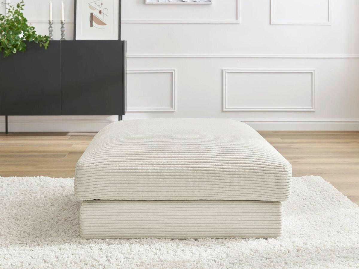 HOCKER LEONARD Cord Beige  - Beige/Schwarz, MODERN, Kunststoff/Textil (86/43/86cm)