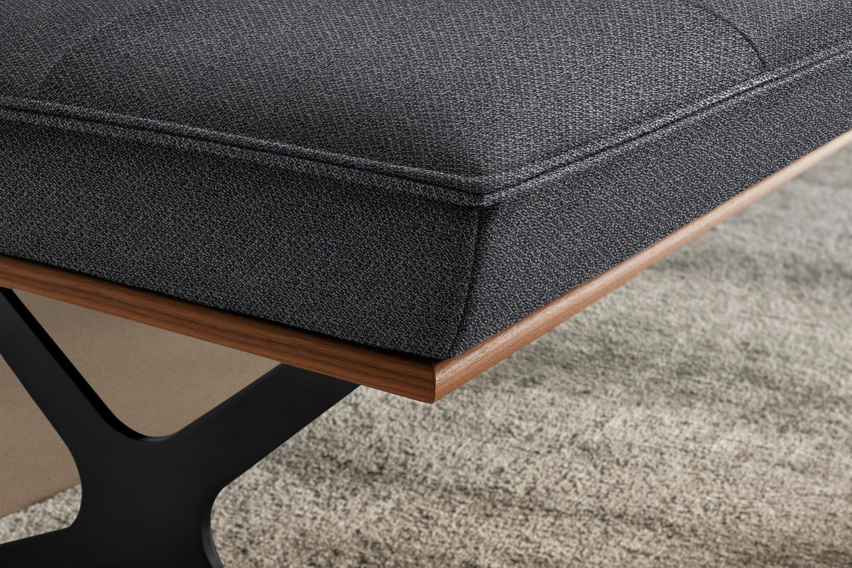 SITZBANK 194/88/66 cm  in Grau, Schwarz, Nussbaumfarben  - Nussbaumfarben/Schwarz, Design, Holz/Textil (194/88/66cm) - Koinor