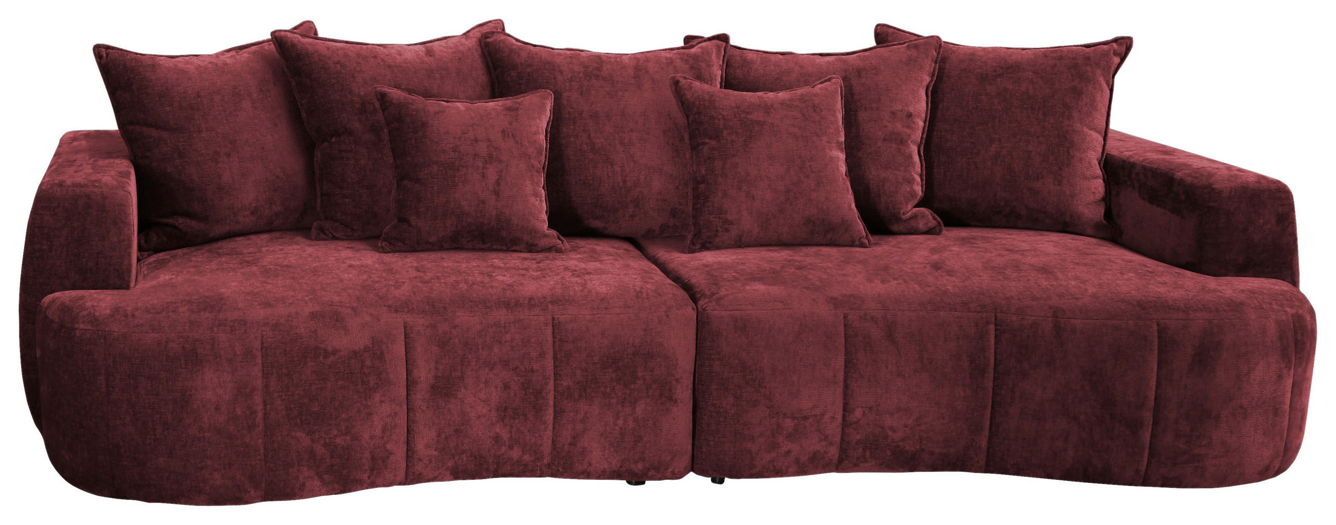 BOXSPRINGSOFA Velours Bordeaux  - Bordeaux/Schwarz, Trend, Kunststoff/Textil (292/71-99/127cm) - Livetastic