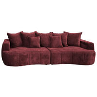 BOXSPRINGSOFA Velours Bordeaux  - Bordeaux/Schwarz, Trend, Kunststoff/Textil (292/71-99/127cm) - Livetastic