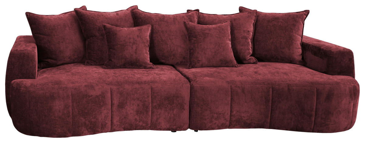 BOXSPRINGSOFA Velours Bordeaux  - Bordeaux/Schwarz, Trend, Kunststoff/Textil (292/71-99/127cm) - Livetastic