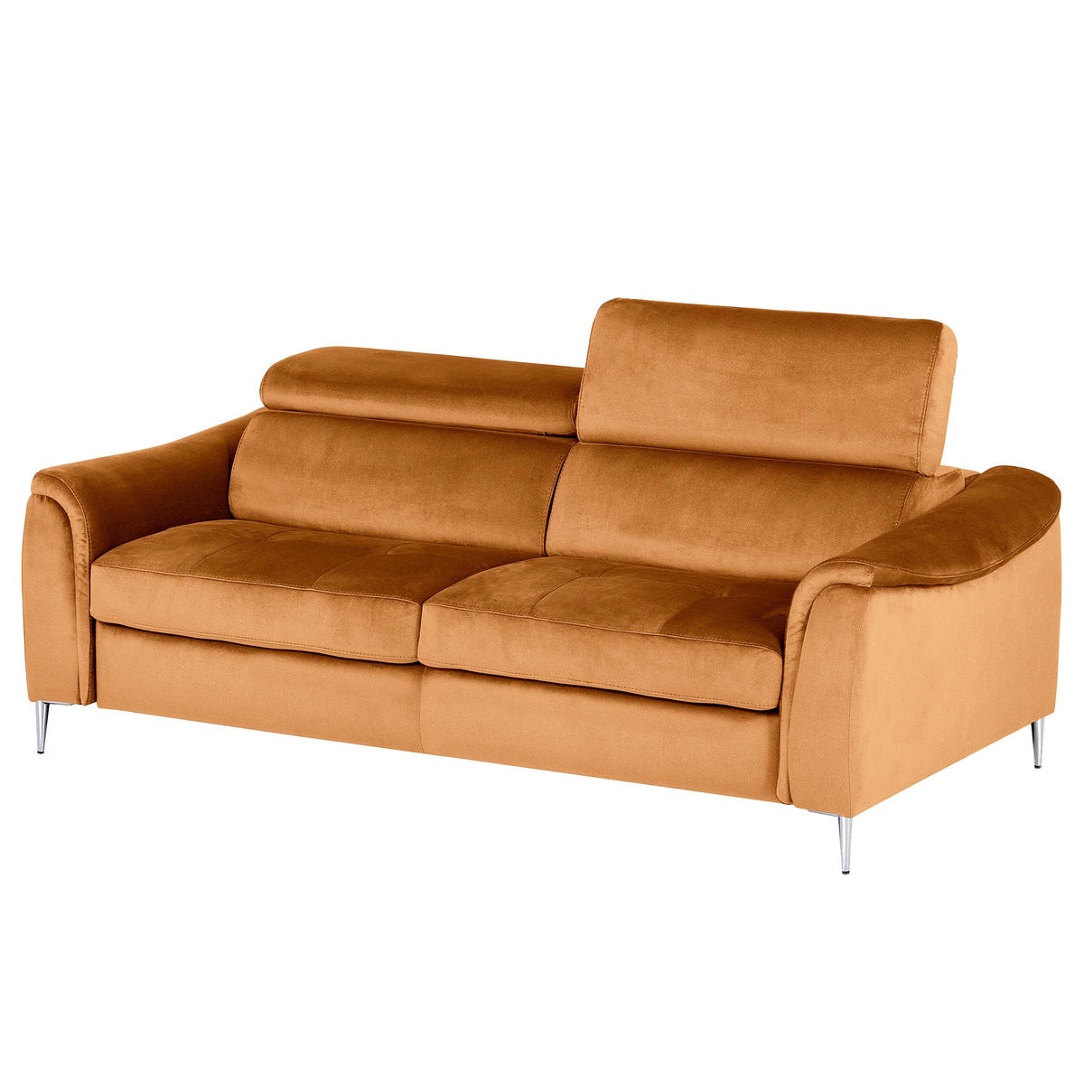 SCHLAFSOFA Samt Cognac  - Chromfarben/Cognac, Design, Textil/Metall (203/77-98/103cm) - MID.YOU
