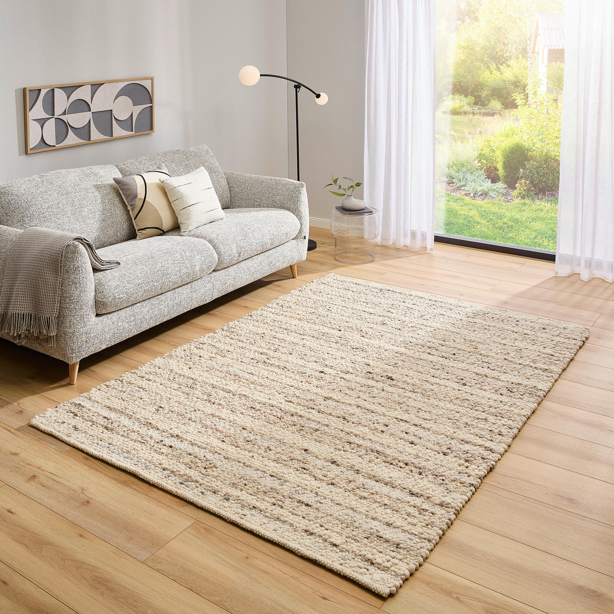 HANDWEBTEPPICH 170/230 cm Genua Greige rechteckig  - Greige, Basics, Textil (170/230cm) - Linea Natura