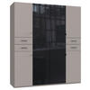 KLEIDERSCHRANK 180/208/58 cm 6-türig Grau, Schwarz  - Schwarz/Grau, KONVENTIONELL, Glas/Holzwerkstoff (180/208/58cm) - Boxxx