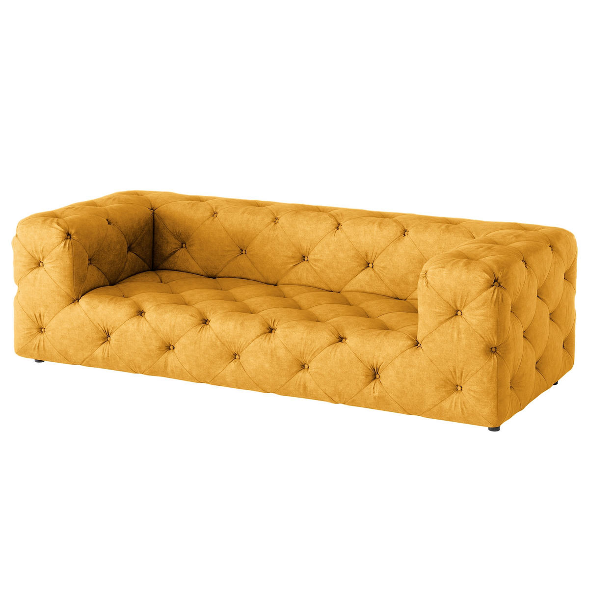 3-SITZER-SOFA Mikrofaser Senfgelb  - Senfgelb/Schwarz, Design, Kunststoff/Textil (230/71/100cm) - P & B