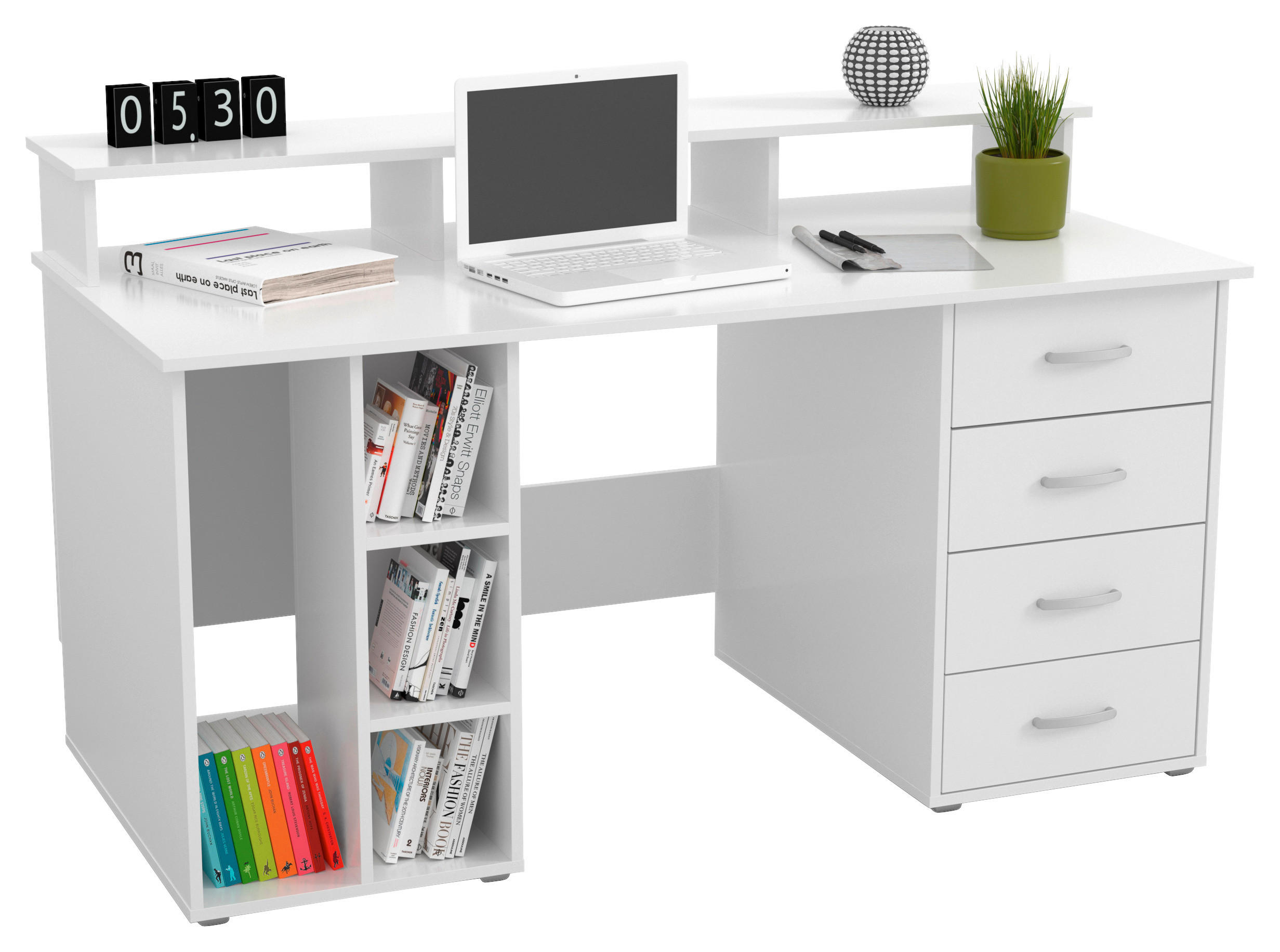 RADNI STO  bela   - boja aluminijuma/bela, Moderno, metal/pločasti materijal (150/91,5/73cm) - Boxxx