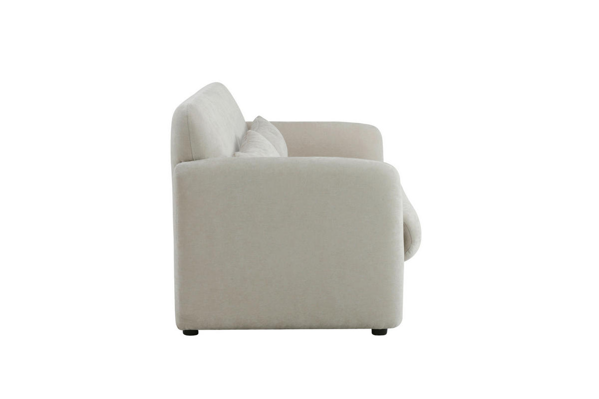2-SITZER-SOFA MILA Samt Creme  - Creme/Schwarz, Design, Kunststoff/Textil (148/83/76cm) - MID.YOU
