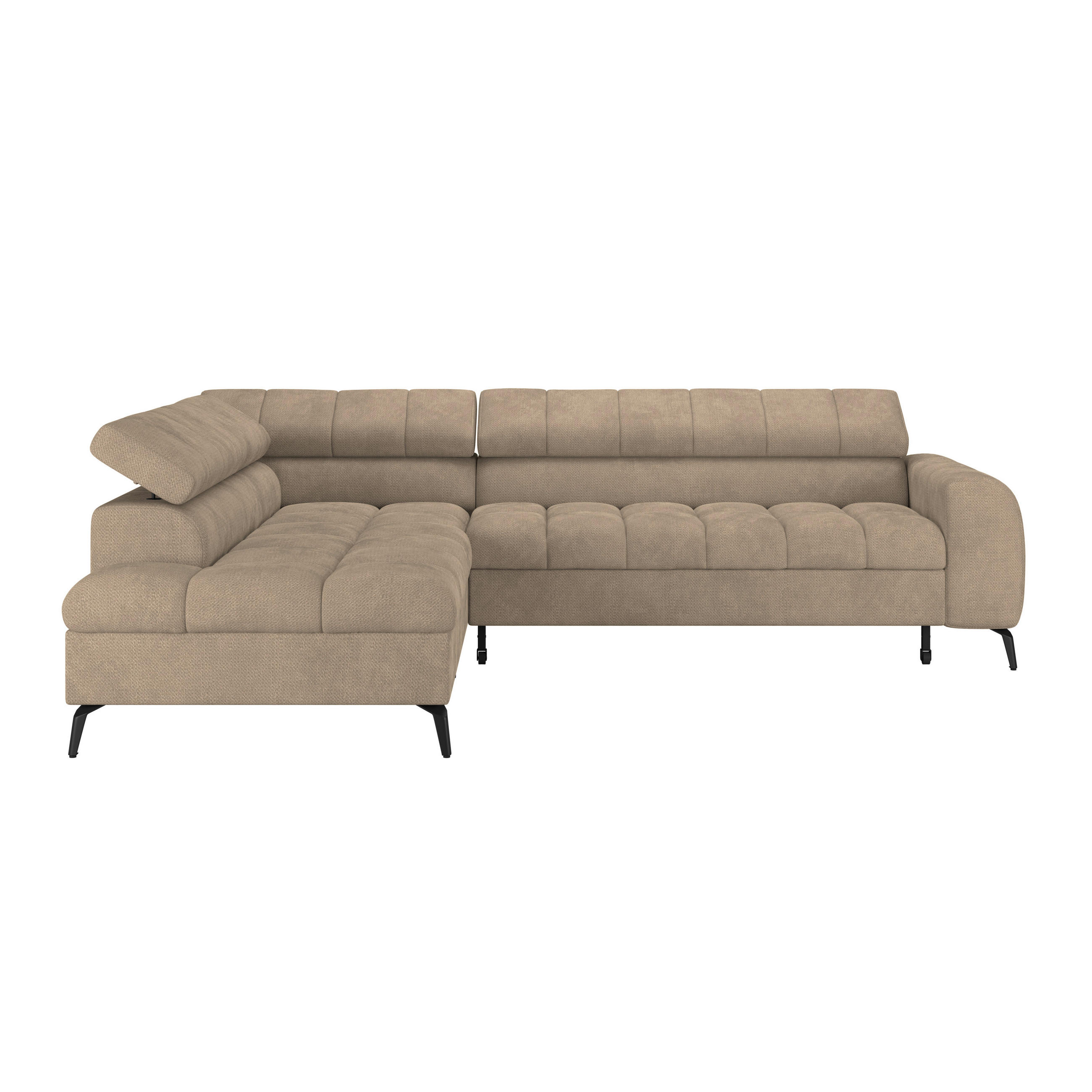 ECKSOFA in Beige  - Beige/Schwarz, Trend, Kunststoff/Textil (203/261cm) - Livetastic