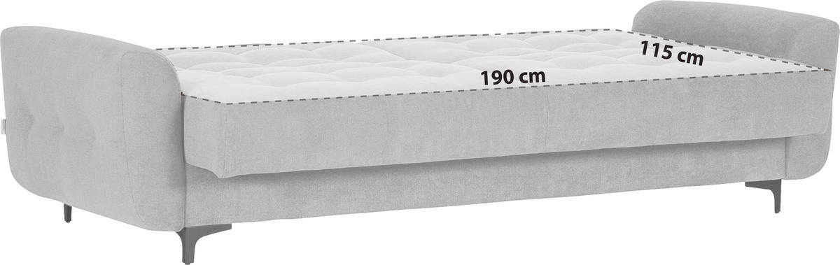 SCHLAFSOFA in Flachgewebe Hellgrau  - Hellgrau/Schwarz, Konventionell, Textil/Metall (230/84/95cm) - Livetastic