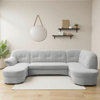 WOHNLANDSCHAFT FLORES FK Silberfarben Mikrofaser  - Silberfarben/Schwarz, KONVENTIONELL, Kunststoff/Textil (142/293/182cm) - MID.YOU