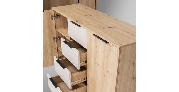 SIDEBOARD  130/87/40 cm 4 Schublade(n)  - Kaschmir/Schwarz, KONVENTIONELL, Holzwerkstoff/Metall (130/87/40cm) - Carryhome