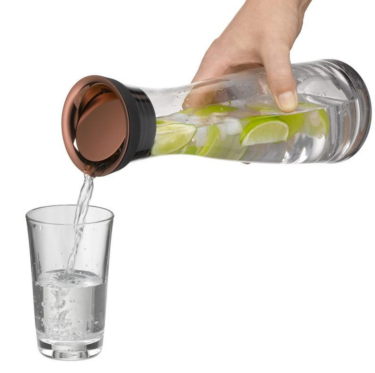 WASSERKARAFFE 1 L    - Edelstahlfarben/Schwarz, Basics, Glas/Kunststoff (1l) - WMF