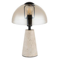 STOLNÍ LAMPA, E14, 20/31 cm  - jantarové barvy/černá, Basics, kov/sklo (20/31cm) - Globo