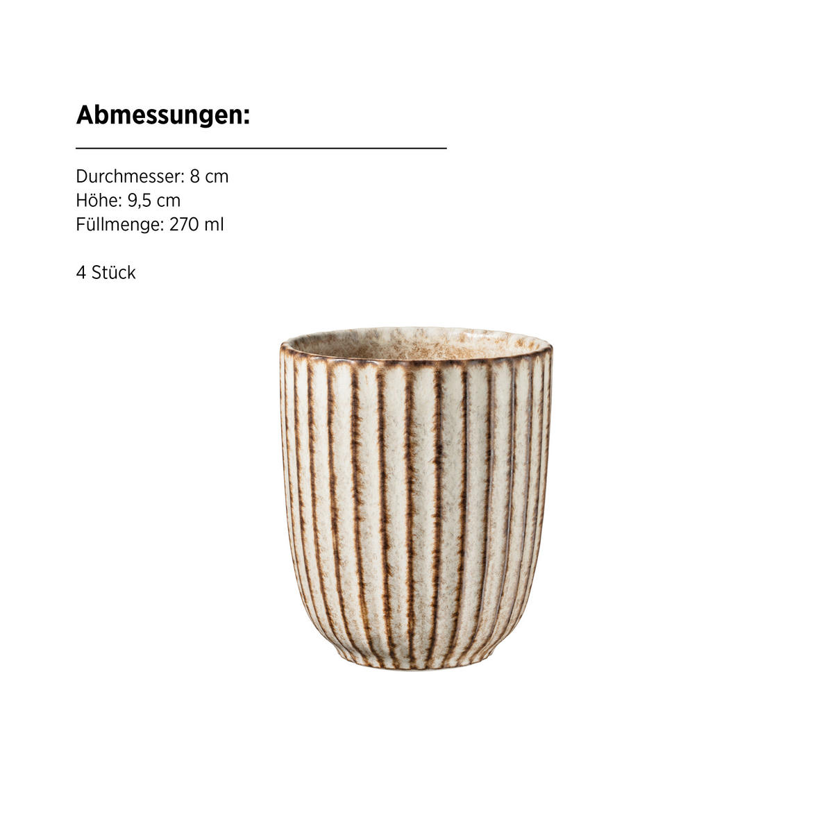 FRÜHSTÜCKSSERVICE Beige IDA 12-teilig 4 Personen  - Beige, Basics, Keramik - Mäser