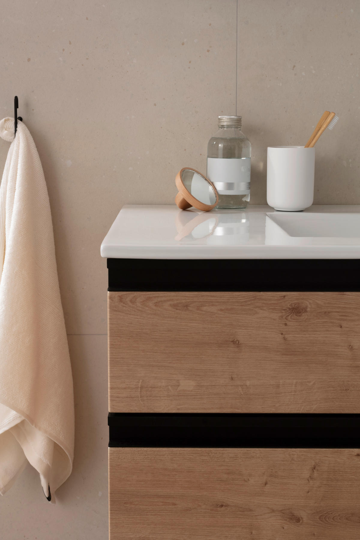 WASCHTISCHKOMBI 102 cm  - Weiss/Eichefarben, Basics, Keramik/Holzwerkstoff (102cm) - Schöner Wohnen