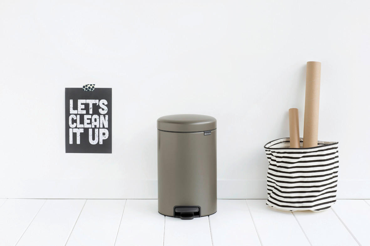 ABFALLEIMER NEW ICON 12 L  - Platinfarben, Design, Kunststoff/Metall (25,1/41,1/33,8cm) - Brabantia
