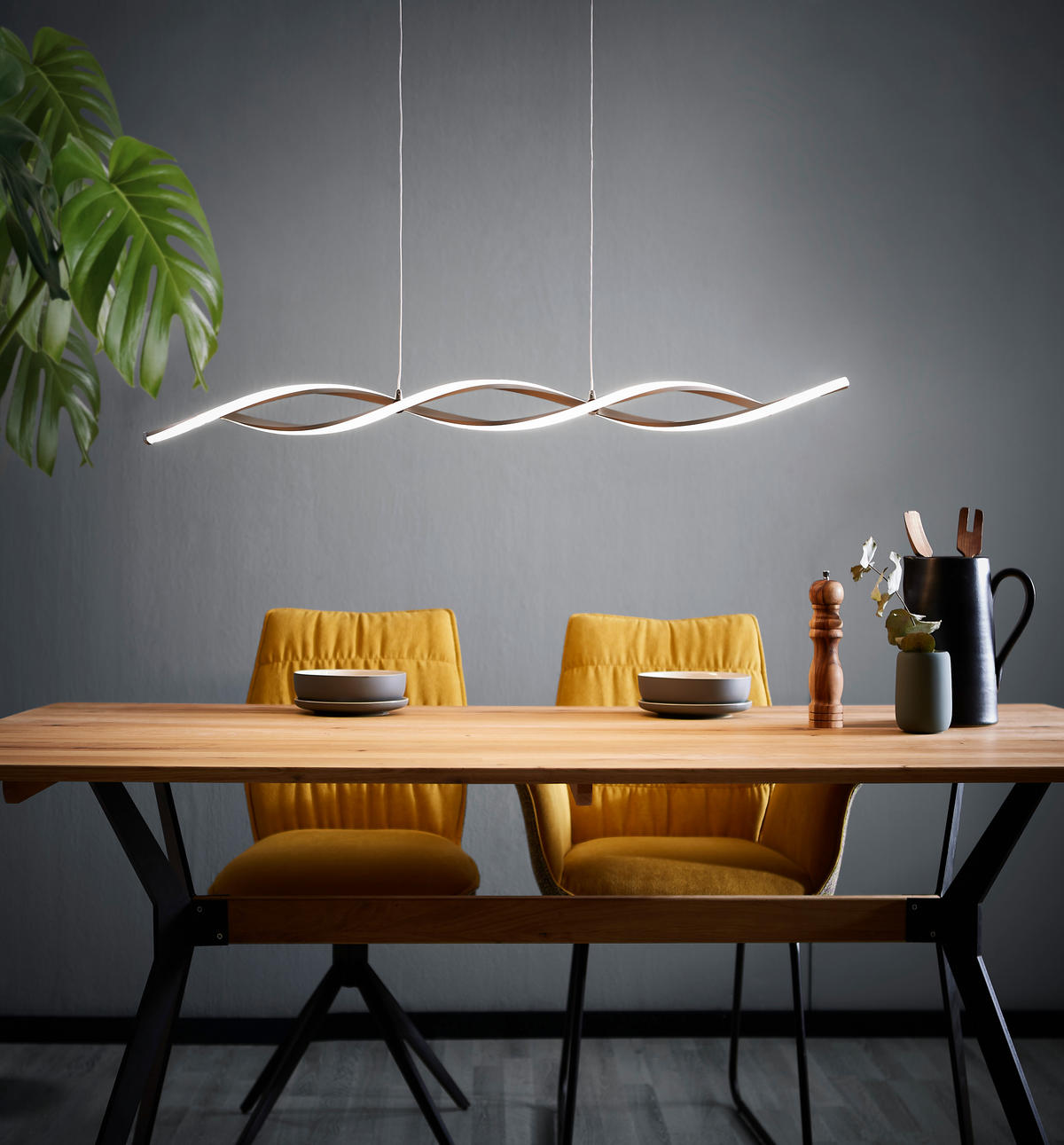 LED-HÄNGELEUCHTE 110/8/140 cm   - Nickelfarben, Design, Metall (110/8/140cm) - Paul Neuhaus