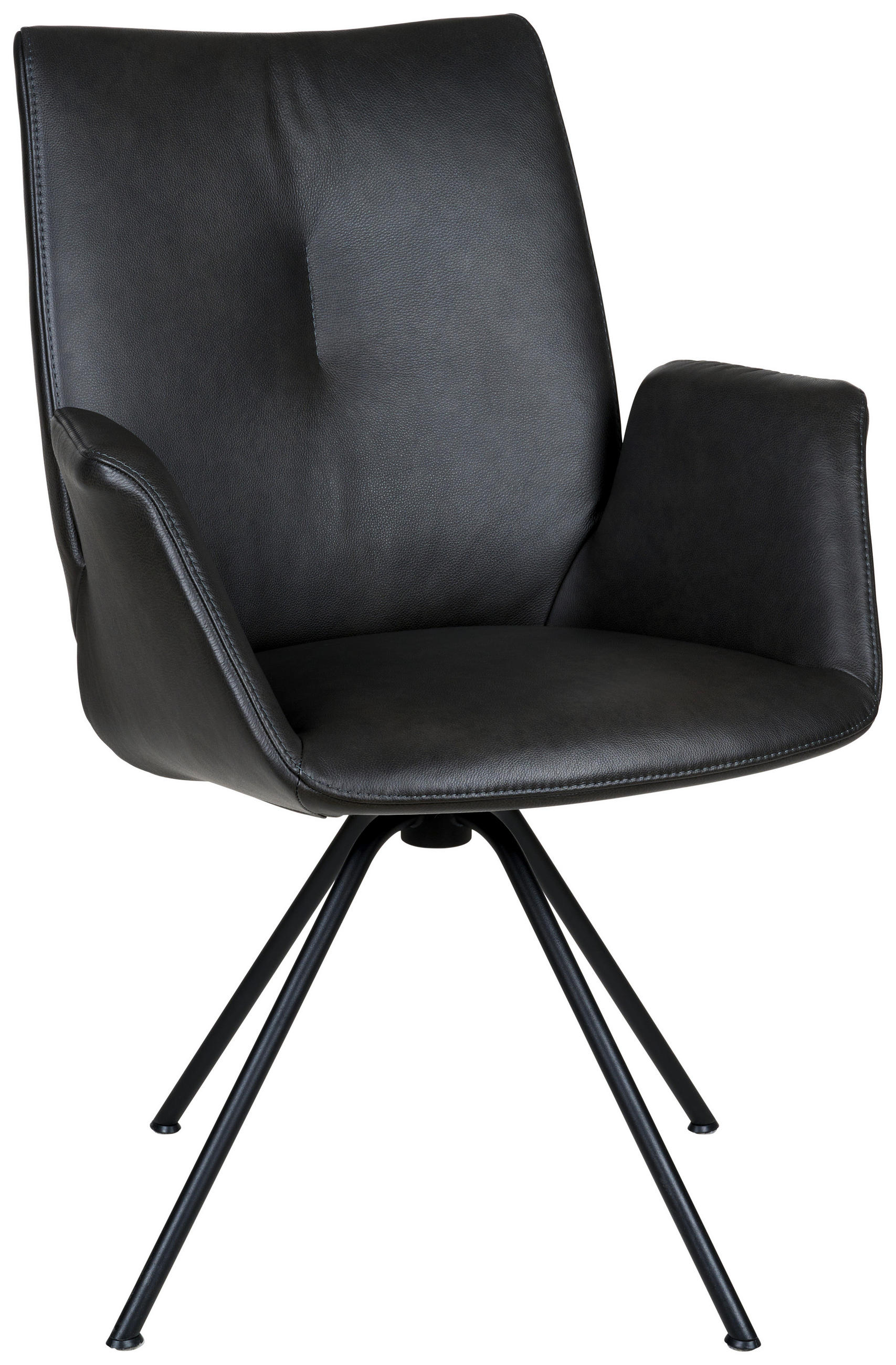 ARMLEHNSTUHL  in Stahl Echtleder  - Anthrazit/Schwarz, Design, Leder/Metall (60/90/61cm) - Dieter Knoll