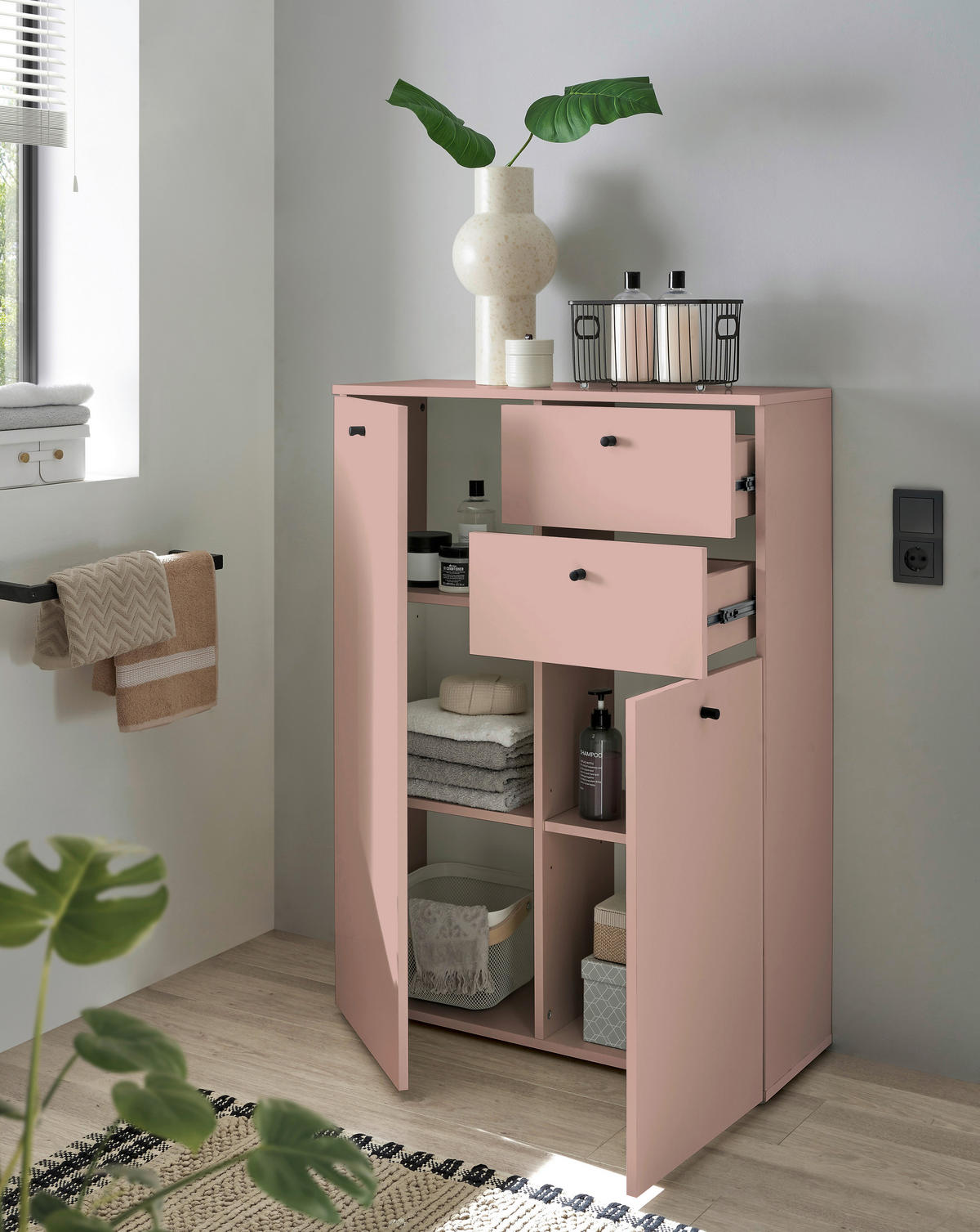 MIDISCHRANK 80/110/30 cm  - Schwarz/Rosa, MODERN, Holzwerkstoff/Kunststoff (80/110/30cm) - MID.YOU