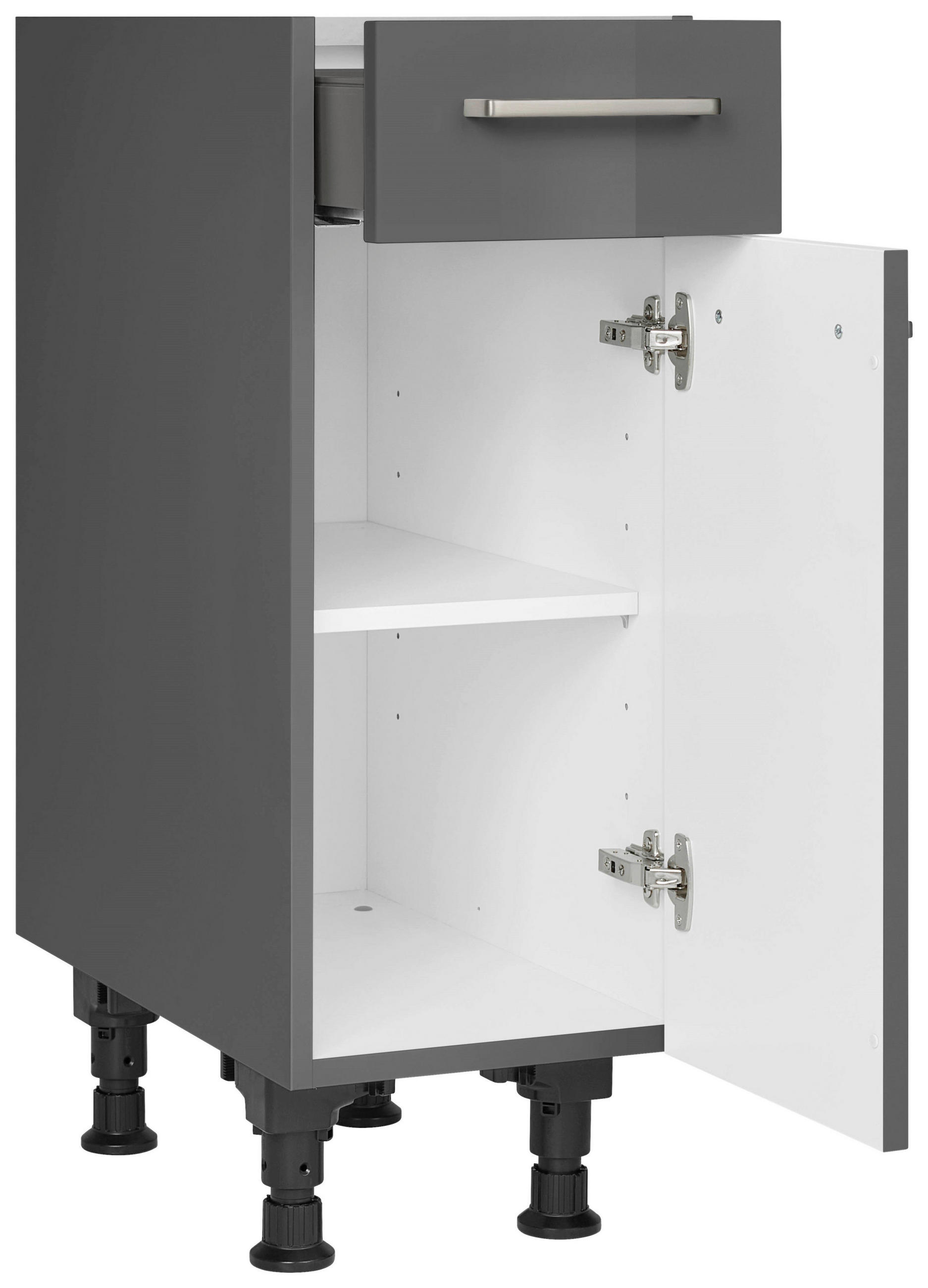 SCHUBKASTENUNTERSCHRANK 30/87/56 cm  in Schieferfarben  - Schieferfarben/Edelstahlfarben, MODERN, Holzwerkstoff/Metall (30/87/56cm) - Nobilia