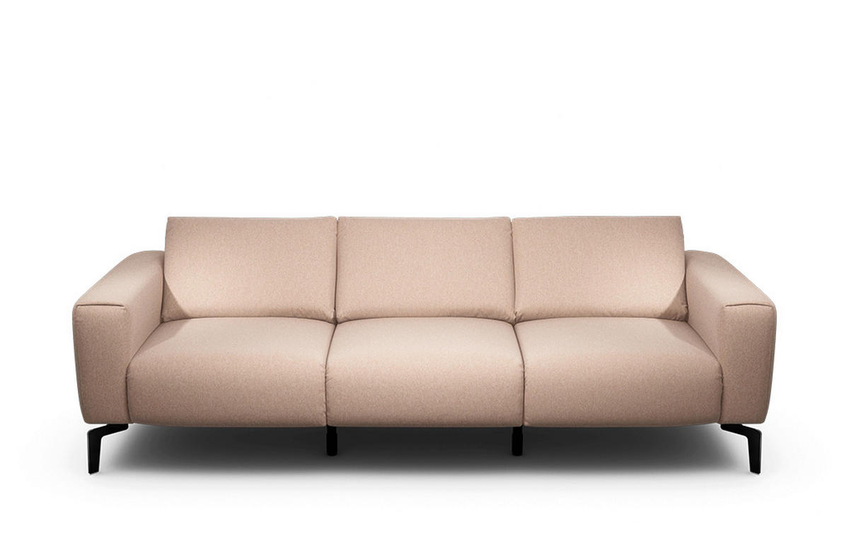 3-SITZER-SOFA Chenille Rosa  - Schwarz/Rosa, Design, Textil/Metall (250/86/86-94cm) - SENSOO