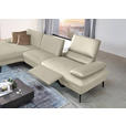 ECKSOFA in Echtleder Ecru  - Ecru/Schwarz, Design, Leder/Metall (157/325cm) - Dieter Knoll