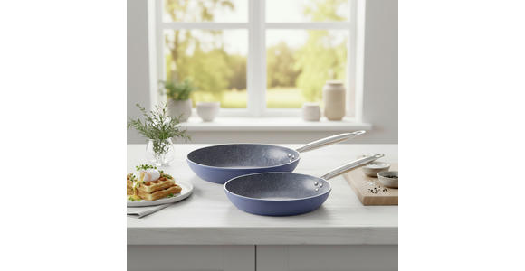 PFANNENSET Aluminium, Edelstahl 2-teilig  - Dunkelblau, Basics, Metall - Homeware Profession.