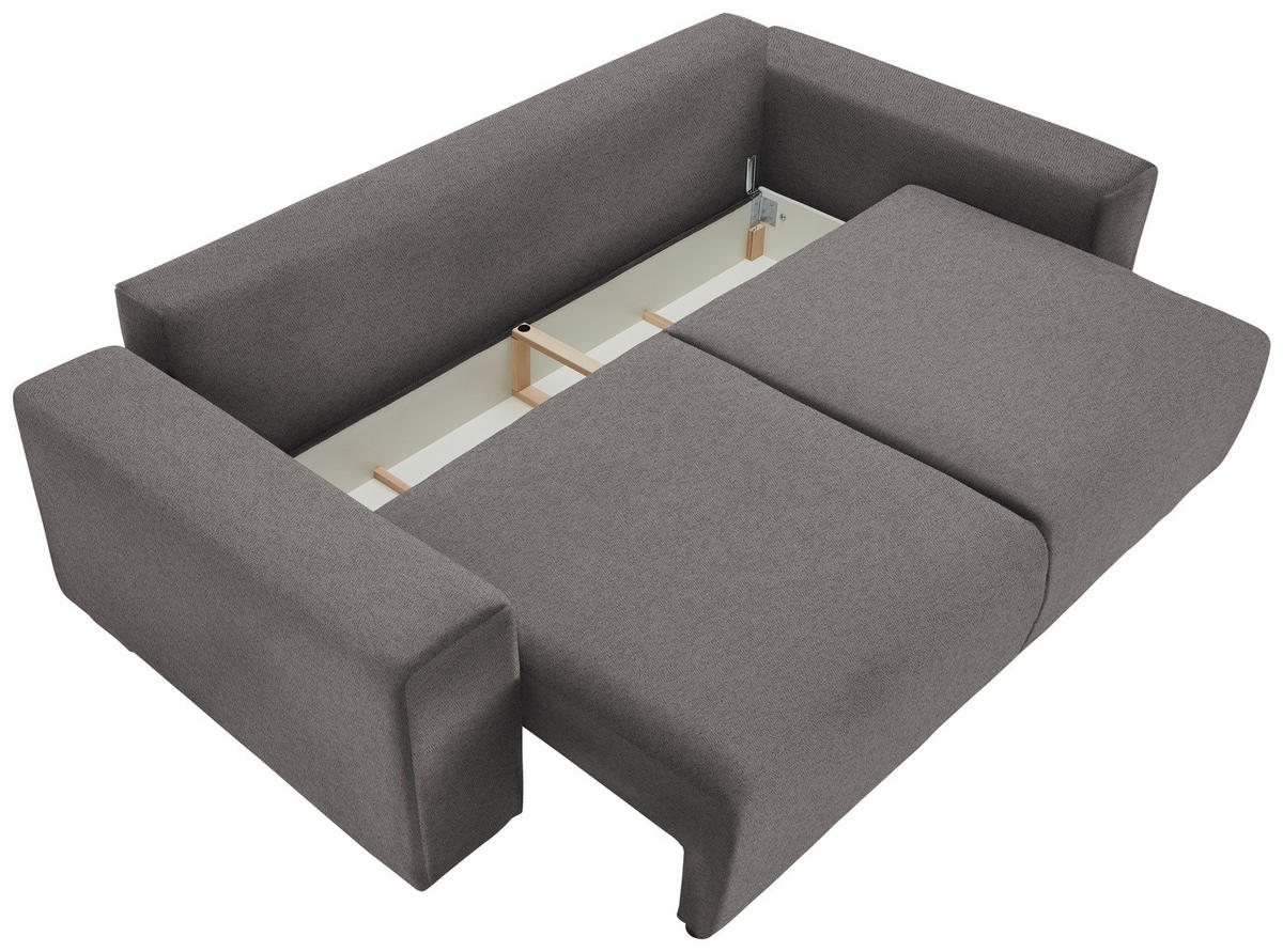 SCHLAFSOFA in Flachgewebe Grau  - Buchefarben/Schwarz, Konventionell, Holz/Kunststoff (255/86/123cm) - Livetastic