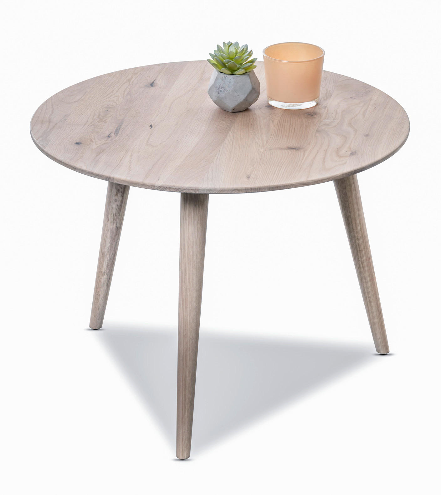 COUCHTISCH Wildeiche massiv 60/60/45 cm rund Eiche Bianco  - Eiche Bianco, Design, Holz (60/60/45cm) - Xora