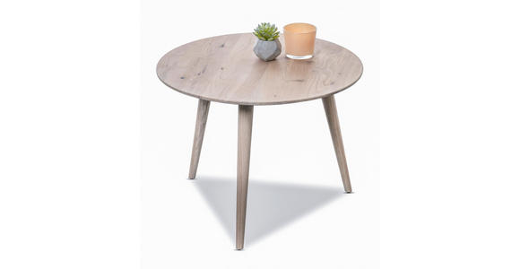 COUCHTISCH Wildeiche massiv 60/60/45 cm rund Eiche Bianco - Eiche Bianco, Design, Holz (60/60/45cm) - Xora