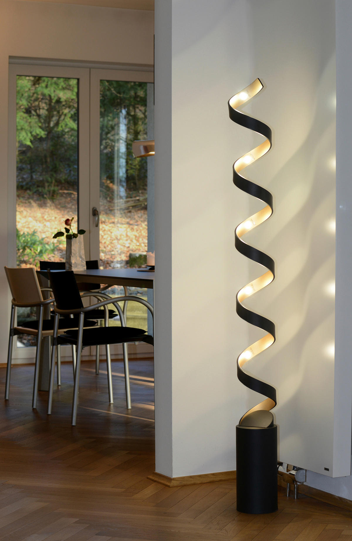 LED-STEHLEUCHTE Helix 14,5/152 cm   - Goldfarben/Schwarz, Design, Metall (14,5/152cm)