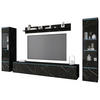 WOHNWAND Vera 4-teilig  in Schieferfarben  240/130/33 cm  - Schieferfarben/Grau, Design, Glas/Holzwerkstoff (240/130/33cm) - Livetastic