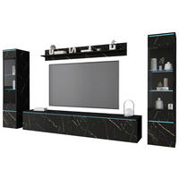 WOHNWAND Vera 4-teilig  in Schieferfarben  240/130/33 cm  - Schieferfarben/Grau, Design, Glas/Holzwerkstoff (240/130/33cm) - Livetastic