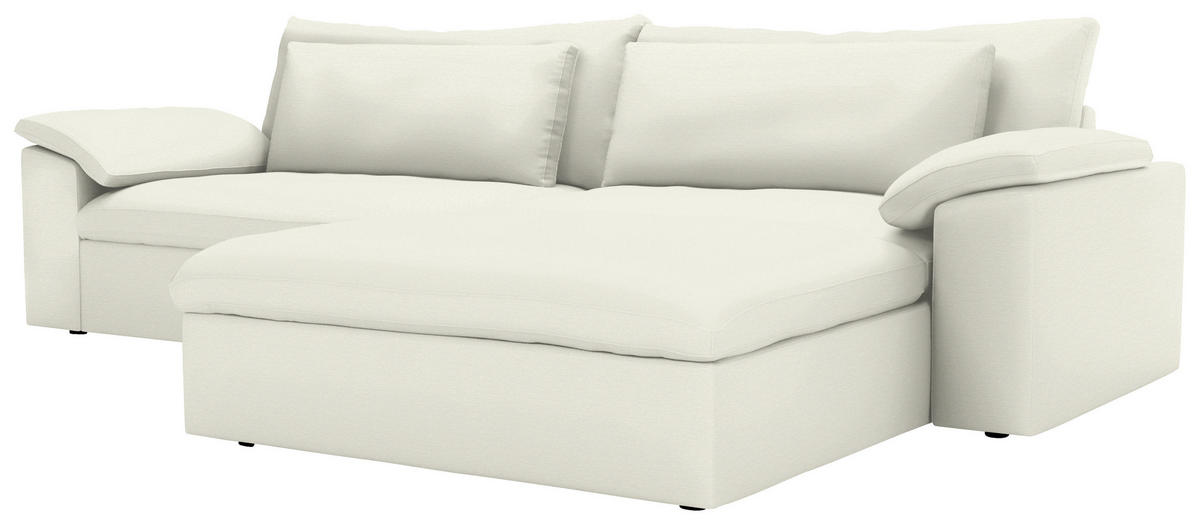 ECKSOFA  Chenille Creme  - Creme/Schwarz, Modern, Kunststoff/Textil (306/198cm) - Carryhome