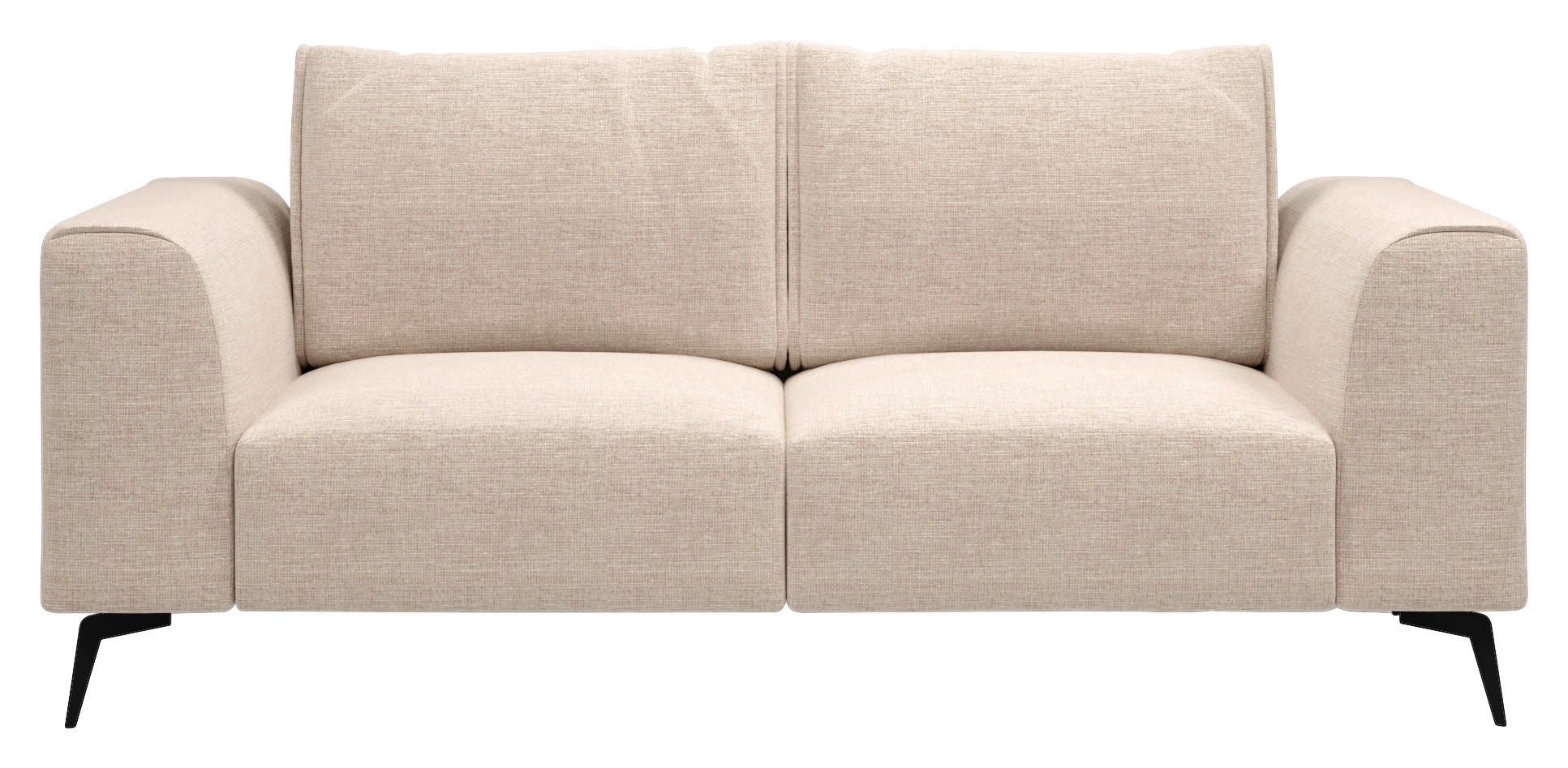 2-SITZER-SOFA beflockt Beige  - Beige/Schwarz, Design, Holz/Textil (186/88/90cm) - MID.YOU