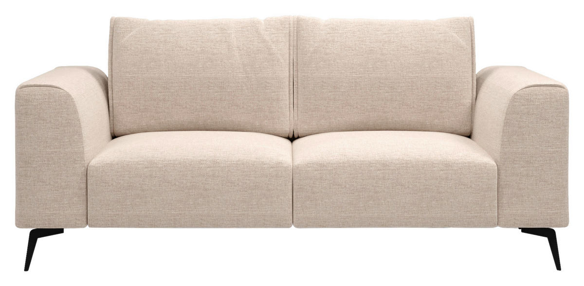2-SITZER-SOFA in beflockt Beige  - Beige/Schwarz, Design, Holz/Textil (186/88/90cm) - MID.YOU
