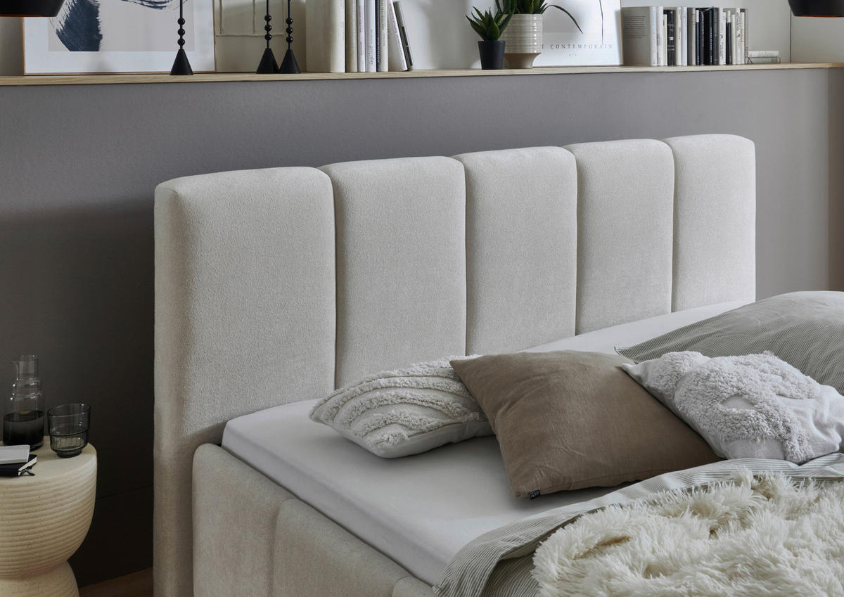 POLSTERBETT 180/200 cm  in Beige  - Beige/Schwarz, Design, Holz/Textil (180/200cm) - Xora